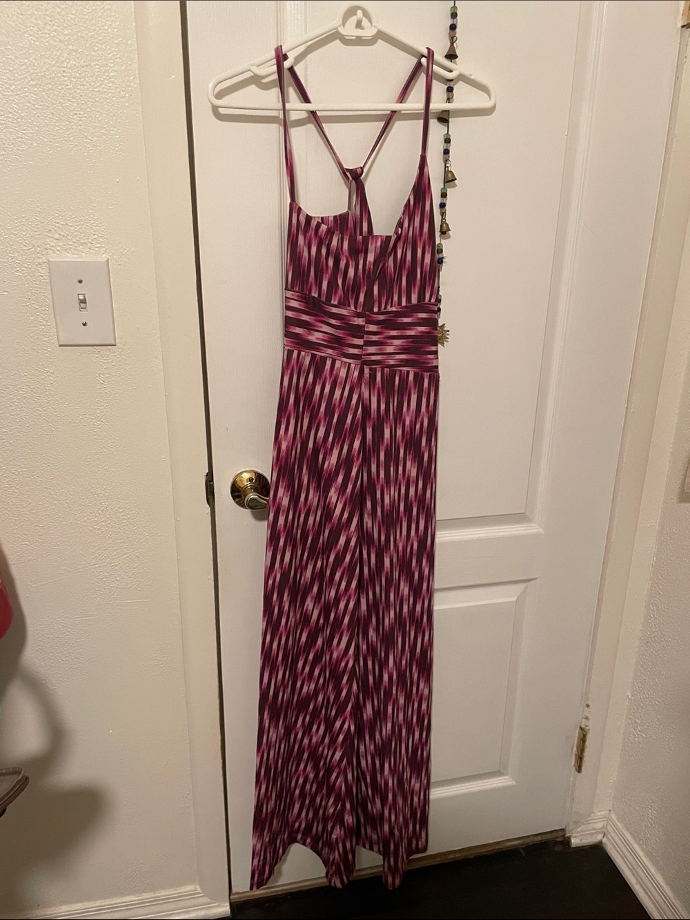 Eddie Bauer Sleeveless Pink Patterned Maxi Dress with Waist Detail